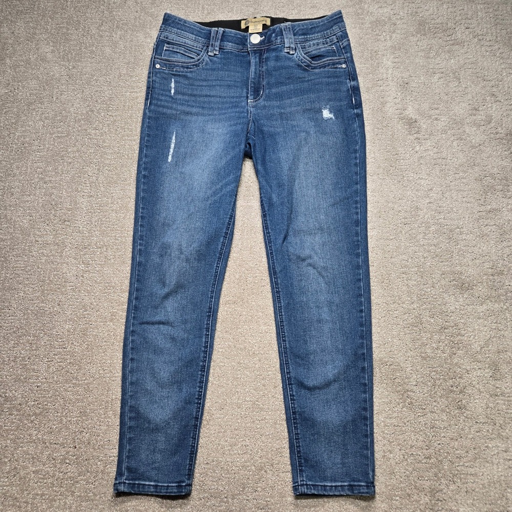 Democracy Ab Technology Skinny Jeans Womens 10 Blue Distressed Denim Pants